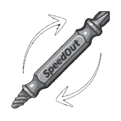 The double-ended SpeedOut bit with curved arrows showing it flipped end for end