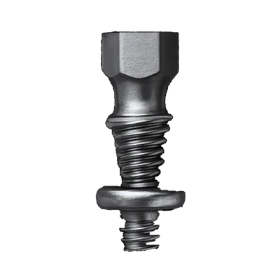 The extracting end's spiral reverse threads biting into the screw head and backing the screw out